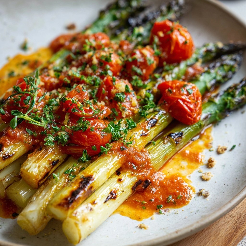 Grüner Spargel Mit Tomaten Sauce