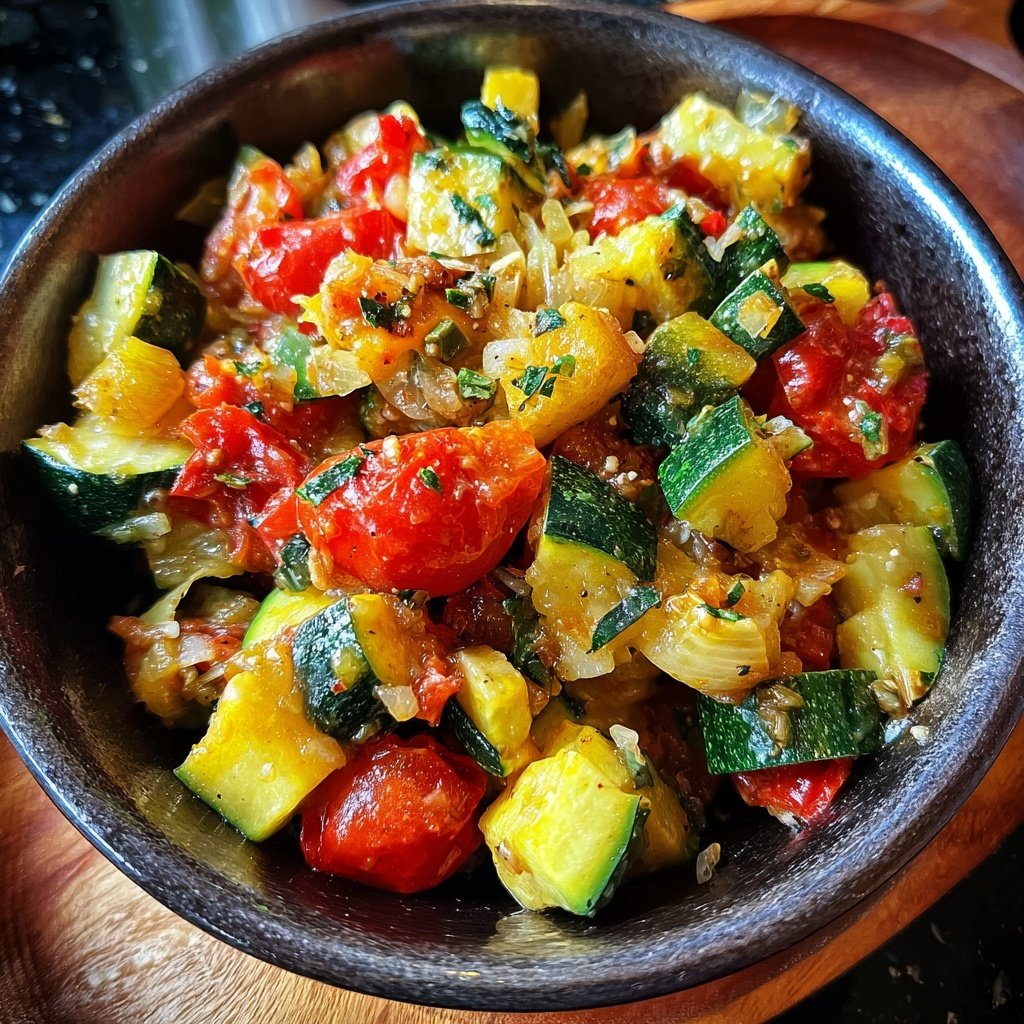 Gemüsepfanne mit Zucchini und Knoblauch