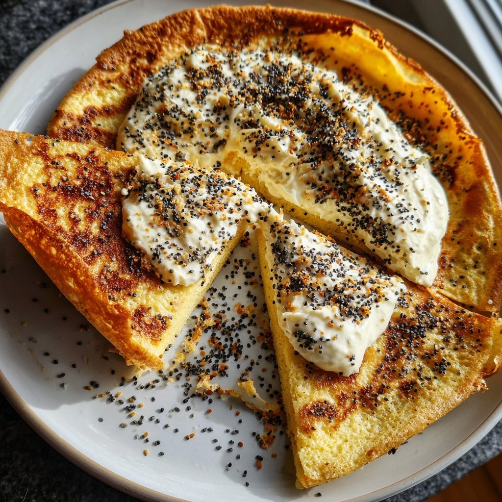 Pfannkuchen mit Mohn und Vanillequark