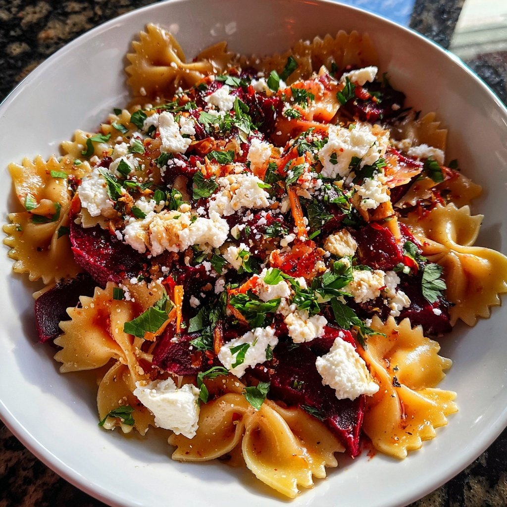 Herzförmige Pasta mit Rote-Bete-Sauce